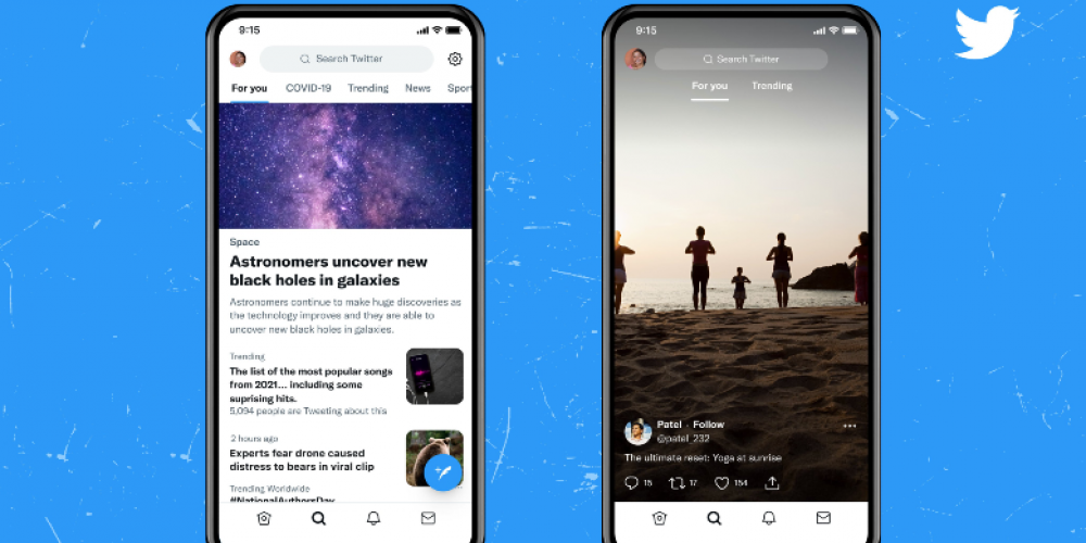 Twitter Experiments With a New Design for Its Explore Page Poster