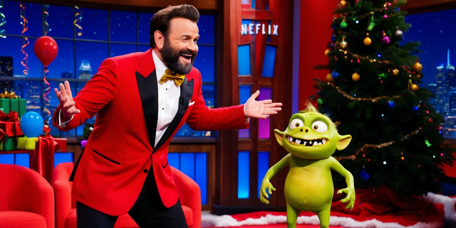 Iconic Comedian Confronts a Tiny Foe in a Festive Netflix Farce Poster